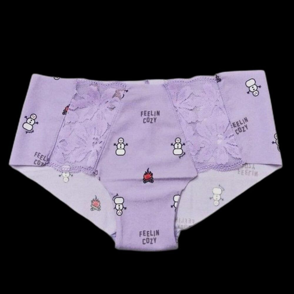 PINK‎ Victorias Secret Hipster Boyshorts Underwear Lace Snowman Fire Cute Purple